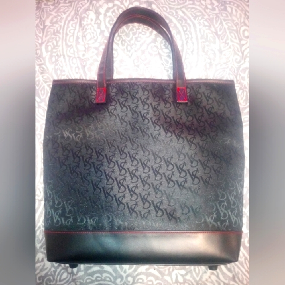 ❤️‍🔥VICTORIA'S SECRET❤️‍🔥 Black VS Logo Tote Bag with Red Trim